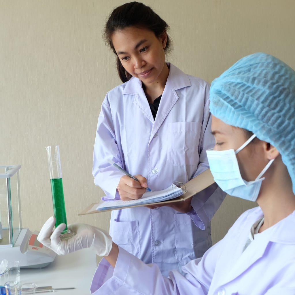 researching in laboratory